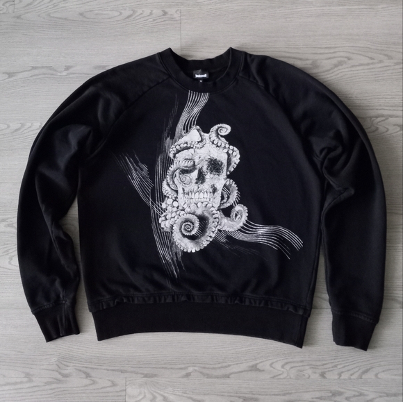 Roberto Cavalli Black Skull With Tentacles Graphic Crewneck XL